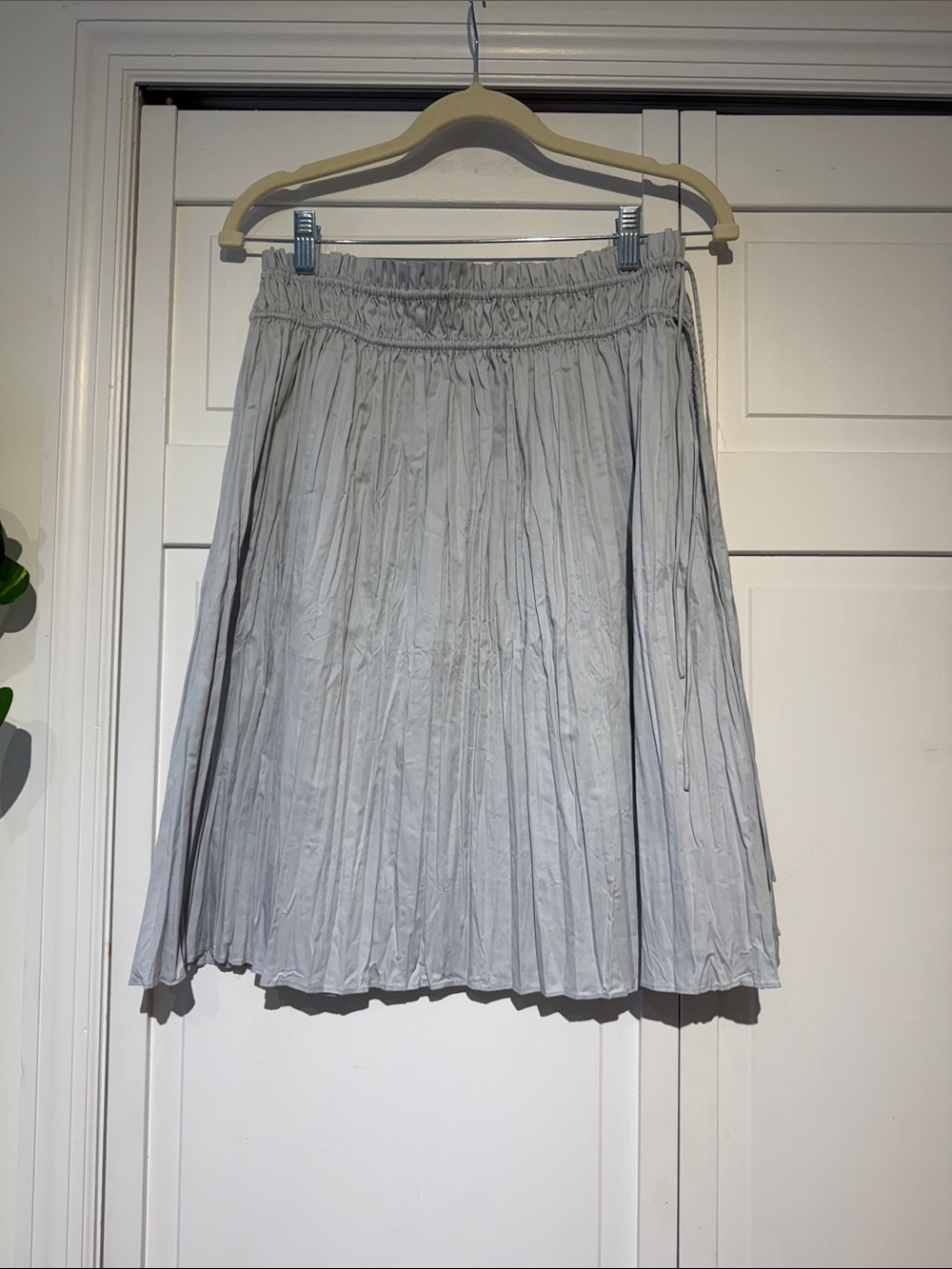 Rebecca Taylor Light Blue Gray Crinkle Pleat A-Line Skirt 6